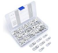 Wirefy 120 Pièces Cosses Electriques Ronde à Œillet en Cuivre Étamé - Extrémités de Câbles de Batterie Non Isolées - Cosses à Sertir a Oeil à Anneau - 6-25 mm²