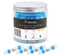 Wirefy 120 Pièces Cosses Électriques Thermorétractable à Souder - Cosses Électriques Étanches - Raccordement Bout à Bout Imperméable - Bleues 1,5-2,5 mm²