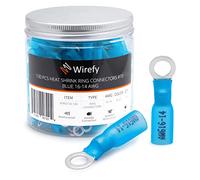 Wirefy 130 Pièces Cosses Électriques à Sertir Ronde M5 - Kit de Cosses a Oeil Thermorétractables pour l'Automobile - 1,5-2,5 mm²