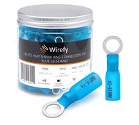 Wirefy 130 Pièces Cosses Électriques à Sertir Ronde M6 - Kit de Cosses a Oeil Thermorétractables pour l'Automobile - 1,5-2,5 mm²
