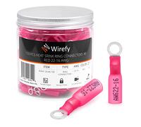 Wirefy 150 Pièces Cosses Électriques à Sertir Ronde M4 - Kit de Cosses a Oeil Thermorétractables pour l'Automobile - 0,5-1,5 mm²