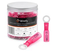 Wirefy 150 Pièces Cosses Électriques à Sertir Ronde M5 - Kit de Cosses a Oeil Thermorétractables pour l'Automobile - 0,5-1,5 mm²