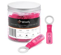 Wirefy 150 Pièces Cosses Électriques à Sertir Ronde M6 - Kit de Cosses a Oeil Thermorétractables pour l'Automobile - 0,5-1,5 mm²