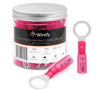 Wirefy 150 Pièces Cosses Électriques à Sertir Ronde M8 - Kit de Cosses a Oeil Thermorétractables pour l'Automobile - 0,5-1,5 mm²