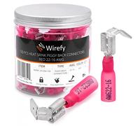 Wirefy 150 Pièces Cosses Électriques Plates avec Dérivationà Thermorétractables - Kit de Cosses à Sertir 3 voies - Cosses Piggyback à Déconnexion rapide - 0,5-1,5 mm²