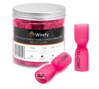Wirefy 150 Pièces Kit de Cosse Electrique Plates Femelles - Cosses Electriques à Sertir thermorétractables - 0,5 à 1,5 mm²
