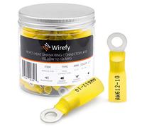 Wirefy 90 Pièces Cosses Électriques à Sertir Ronde M5 - Kit de Cosses a Oeil Thermorétractables pour l'Automobile - 4-6 mm²