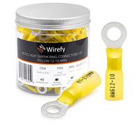Wirefy 90 Pièces Cosses Électriques à Sertir Ronde M6 - Kit de Cosses a Oeil Thermorétractables pour l'Automobile - 4-6 mm²