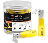 Wirefy 90 Pièces Cosses Électriques Plates avec Dérivationà Thermorétractables - Kit de Cosses à Sertir 3 voies - Cosses Piggyback à Déconnexion rapide - 4-6 mm²