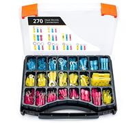 Wirefy Cosses Electriques à Sertir thermorétractables - Kit de Cosse Electrique Thermoretractable pour Automobile - Assortiment Cosses Ronde, Fourches, Plates, Bout à Bout, Crochet - 270 Pièces