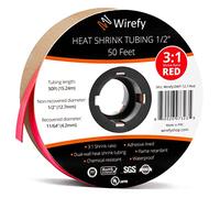 Wirefy Gaine Thermorétractable Etanche 12,7 mm - 3:1 Tube Thermoretractable à Double Paroi - Revêtement Adhésif - Gaine Thermo - Rouge - Rouleau de 15 m