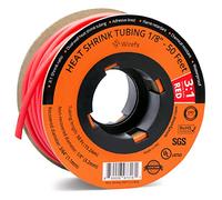 Wirefy Gaine Thermorétractable Etanche 3,2 mm - 3:1 Tube Thermoretractable à Double Paroi - Revêtement Adhésif - Gaine Thermo - Rouge - Rouleau de 15 m