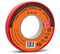 Wirefy Gaine Thermorétractable Etanche Large Diamètre 19,1 mm - 3:1 Tube Thermoretractable à Double Paroi - Revêtement Adhésif - Gaine Thermo - Rouge - Rouleau de 15 m