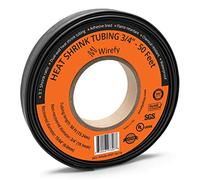 Wirefy Gaine Thermorétractable Etanche Large Diamètre 19,1 mm - 3:1 Tube Thermoretractable à Double Paroi - Revêtement Adhésif - Gaine Thermo - Noire - Rouleau de 15 m