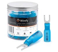 Wirefy Lot de 130 connecteurs de fourche thermorétractables #8 - Cosses à sertir - Bleu Calibre 16-14