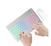 Wireless Backlit Keyboard and Set - 2 Light Modes, 7-Color LED for Laptop, PC, Tablet - Silent Typing, Ergonomic, Rechargeable - & Office Wireless Keyboard Combo
