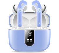 Wireless Bluetooth Headphones, Bluetooth 5.3 Headphones, 50 Hours Touch Control, 4 Enc Call Noise Cancelling Mic, Deep Bass, Comfortable Fit, Ipx7 Waterproof Headphones (Light Blue) X08