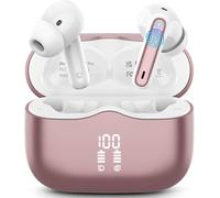Wireless Bluetooth Headphones, Bluetooth 5.3 Hi-Fi Stereo Earphones With 4 Enc Noise Cancelling Mic, 40H Wireless Headphones, Led Display, Ip7 Waterproof, Touch Control, Headset For Ios Android, Pink