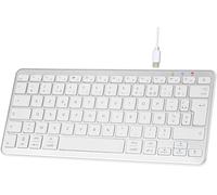 Wireless Bluetooth Keyboard,Mini French AZERTY Keyboard,Quiet Lightweight Keyboard,USB C Rechargeable,12 Multimedia Shortcuts,for Mac,iPad,iPhone,Android,Windows-Silver