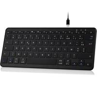 Wireless Bluetooth Keyboard, Mini French AZERTY Keyboard, Quiet Lightweight Keyboard, USB C Rechargeable, 12 Multimedia Shortcuts, for Mac, iPad, iPhone, Android, Windows - Black