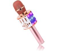 Wireless Bluetooth Microphone,Kids Microphone with LED Lights,Mini Karaoke Machine for Party/Home/Birthday,Compatible with Bluetooth iOS Android (Pink)