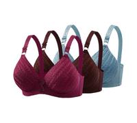 Wireless Bra for Women No Underwire Seamless Push Up Padded Bralette Adjustable Straps Comfort Bras 3 Pack Set Wine(Wine,38)