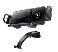 Wireless Car Charger, Auto Mobile Phone Stand, 15W Double Coil Wireless Charge Mount, All Compatibility, Smartphone Holder for Air Vent, Dashboard, Charging Navigation, Foldable Design