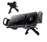 Wireless Car Charger, Auto Mobile Phone Stand, 15W Double Coil Wireless Charge Mount, All Compatibility, Smartphone Holder for Air Vent, Dashboard, Charging Navigation, Foldable Design