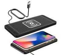 Wireless Car Charger - Wireless Car Charger Charging Pad | Cell Phone Flat Charging Mat | Automatic Sensing Non-Slip Phone Chargîng Pad with 39 inch Cable for Travel Center Console Mounting