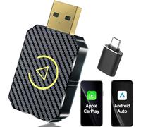 Wireless Carplay Adapter,2 In 1 Wireless Carplay Adapter For Ios 10+ & Android 11+,Usb C Wireless Carplay Adapter Compatible With Cars From 2016 Onwards (Gold)