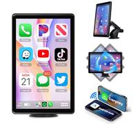 Wireless Carplay Android Auto Portable Autoradio avec Vidéo Super Link, 8 Pouces Rotatif Écran Tactile Portable Autoradio Airplay/Android Cast/Bluetooth Double/émetteur FM/Commande Vocale/TF/AUX/EQ