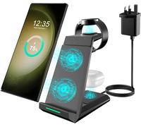 Wireless Charger For Samsung ¿ 3 In 1 Charging Station For Multiple Devices, Fast Charger Stand Dock For Galaxy S23 Ultra S22 S21 S20 Z Flip Fold 4, Galaxy Watch 5/5 Pro/4/3, Galaxy Buds 2 Pro