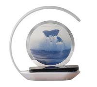 Wireless Charger Moving Sand Art Lamp - Magnetic Phone Charging Station With LED Night Light, 3D Deep Sea Quicksand Painting | Unique Desktop Decor For Office Bedroom Bedside Sensory Stress Relief