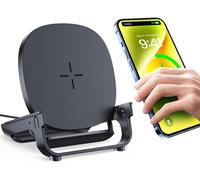 Wireless Charger Phone Holder Compatible With Iphone 14/13/12/11/X/Xr, Samsung, Google, Etc, Airpods 2/3/Pro-Detachable Induction Charger - Black