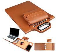 Wireless Charging Laptop Bag with Built-in Multi-Device Charger (Brown) | PU Material, Water-Resistant & Durable, Sturdy Adjustable Stand, Soft Lining, for Travel, Studies, Etc
