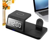 Wireless Charging Station - 4-in-1 Desktop Clock | Fast Wireless ChargingFor Phones | Watches & Accessories | Travel, Home, Office | RV, USB Charging Station