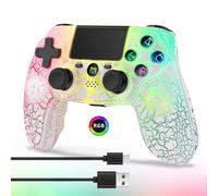 Wireless Controller for PS4, Wireless Remote Gamepad with Unique Cracked Design/Dual Vibration/6-Axis Motion Sensor/Audio Function, Game Controller Widely Compatible with PS4/PC(White)