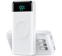 Wireless External Battery 26800mah, 7 In 1 Powerbank Fast Charging With 3 Ports And 3 Cables, 25w Pd3.0+Qc4.0 Portable External Charger With Lcd Screen Compatible With Iphone Huawei Samsung