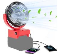 Wireless Fan Compatibles pour Einhell 18V Akku- Cordless Fan, Moteur sans Balai avec USB A+C Charge Rapide Moteur sans Balai avec pour Le Camping, l'atelier et Le Chantier(Pas de Batterie)