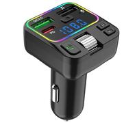 Wireless FM Transmitter for Car, FM Radio Transmitter, 2 Ports Fast Car Charger Most Cell Phones, Colorful Lights, Receiver SUVphone's Music Or GPS Instructions