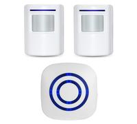 Wireless Home Security Driveway Alarm, Enegg Entry Alert, Visitor Door Bell Chime with 1 Plug-in Receiver and 2 PIR Motion Sensor Detector Alert System, Quality Sound and LED, 38 Melodies