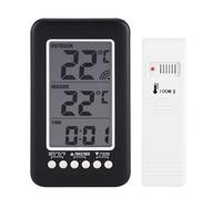 Wireless Indoor Outdoor Thermometer, Digital Temperature Meter with Clock