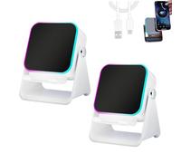 Wireless Induction Audio Speaker Stand, Foldable Phone Bracket Speaker with Ambient Light - Portable & Stylish Stand for Music & Hands-Free Viewing, Perfect for Home & Office Use (White2)