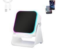 Wireless Induction Audio Speaker Stand, Foldable Phone Bracket Speaker with Ambient Light - Portable & Stylish Stand for Music & Hands-Free Viewing, Perfect for Home & Office Use (White)