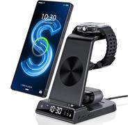 Wireless Induction Charger For Samsung Galaxy S25 Ultra, Wireless Charger With Digital Clock For Samsung Galaxy Watch 7/Ultra/6/5, Wireless Charger For Galaxy S24 Ultra, Z Flip 4, Active 2, Buds
