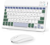 Wireless Keyboard and Mouse, Portable Slim Rechargeable Bluetooth Keyboard Tablet Universal for iPad/Tablet/PC/iOS/Android/Windows/Samsung Tab/Lenovo, Italian Layout (White and Green)