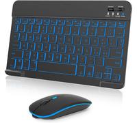 Wireless Keyboard and Mouse, Universal Bluetooth Keyboard Backlit Portable Ultra Thin Rechargeable Keyboard for iPad/Tablet/PC/iOS/Android/Windows/Samsung/Lenovo, Italian Layout Black