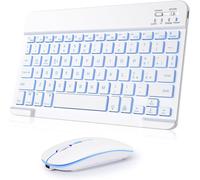 Wireless Keyboard and Mouse, Universal Bluetooth Keyboard Backlit Portable Ultra-Thin Rechargeable Keyboard for iPad/Tablet/PC/iOS/Android/Windows/Samsung/Lenovo, Italian Layout White