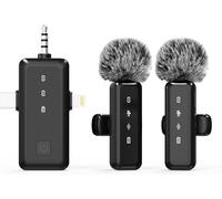 Wireless Lavalier Microphone 3 in 1 for iPhone,Mini Lavalier Microphone for iPad,Android,Cameras,Wireless Lavalier Microphone with LED Display,Micro USB C for Video Recording,Vlog,TikTok,