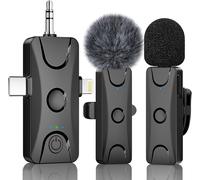 Wireless Lavalier Microphone for iPhone Android: Mini Micro Tie with Intelligent Noise Cancellation,48kHz/16bits,100ft Range for Camera PC Laptop Video Recording Streaming Interview Vlogs